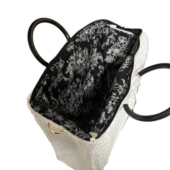 Handmade White Boho Satchel Bag for Women - Picture 5 of 8